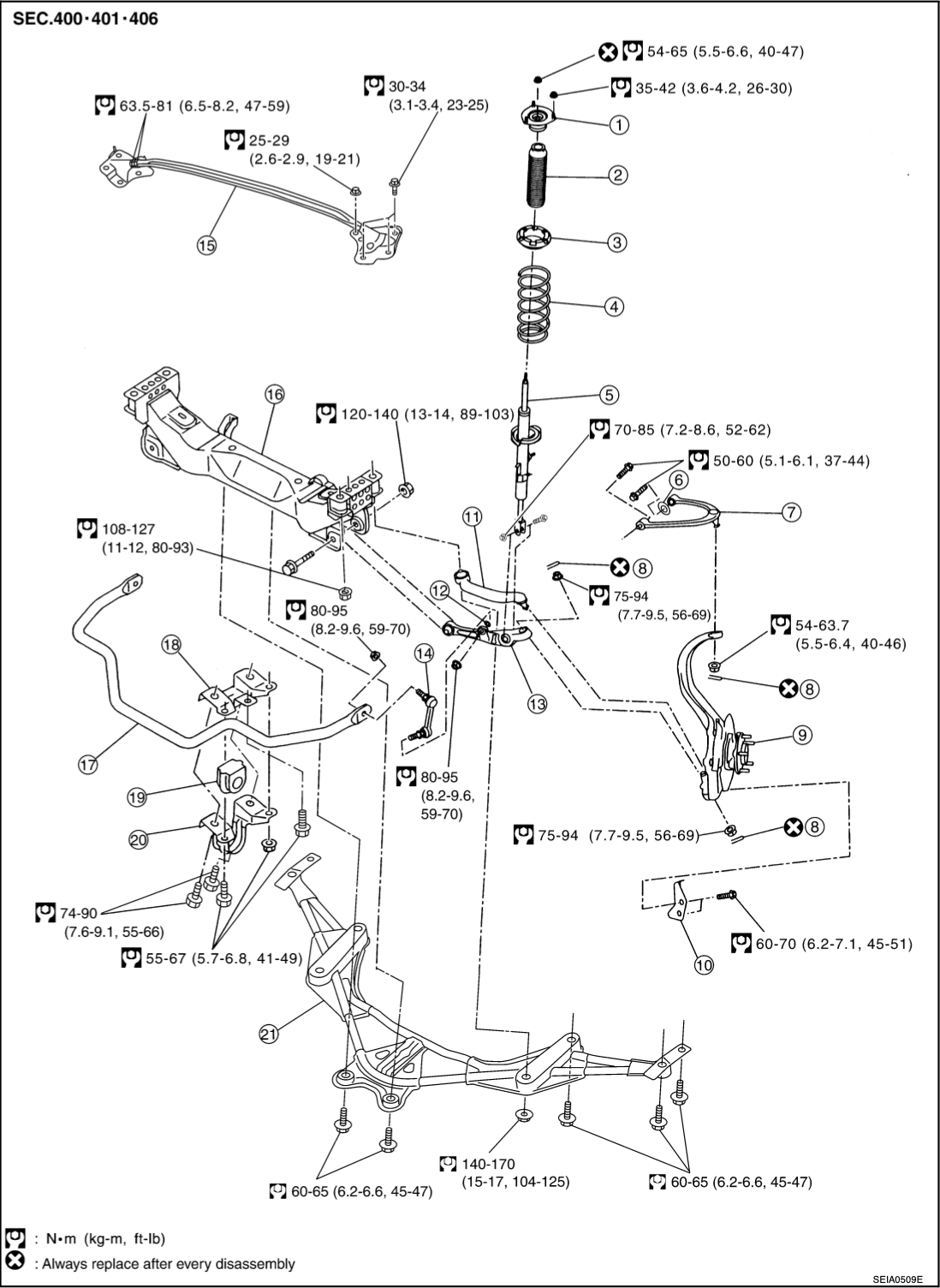 Z33 front suspension diagram from official Nissan Field Service Manual image 2-1